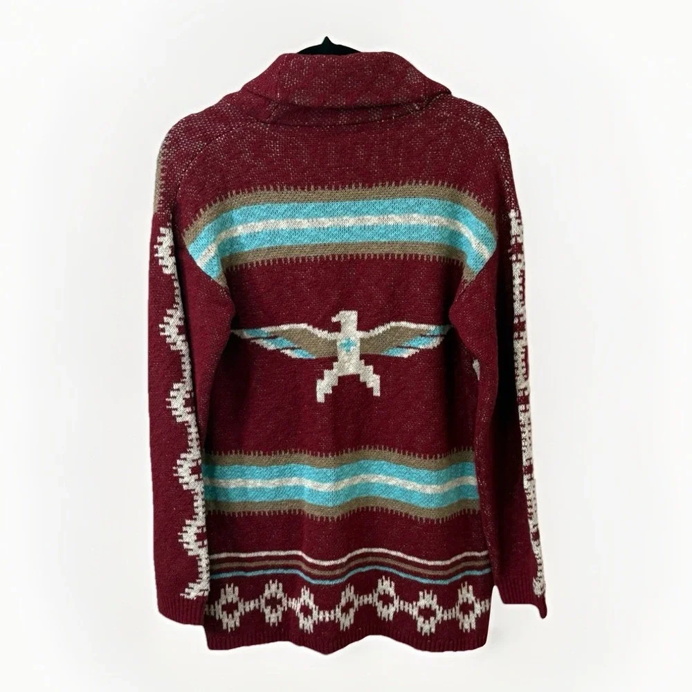 Cruel Denim Aztec Tribal Cardigan Sweater Women's Large‎ Button Front Southwest